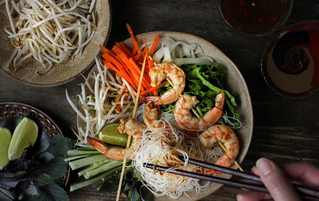 Vietnamese Grilled Shrimp Vermicelli Noodle Bowl