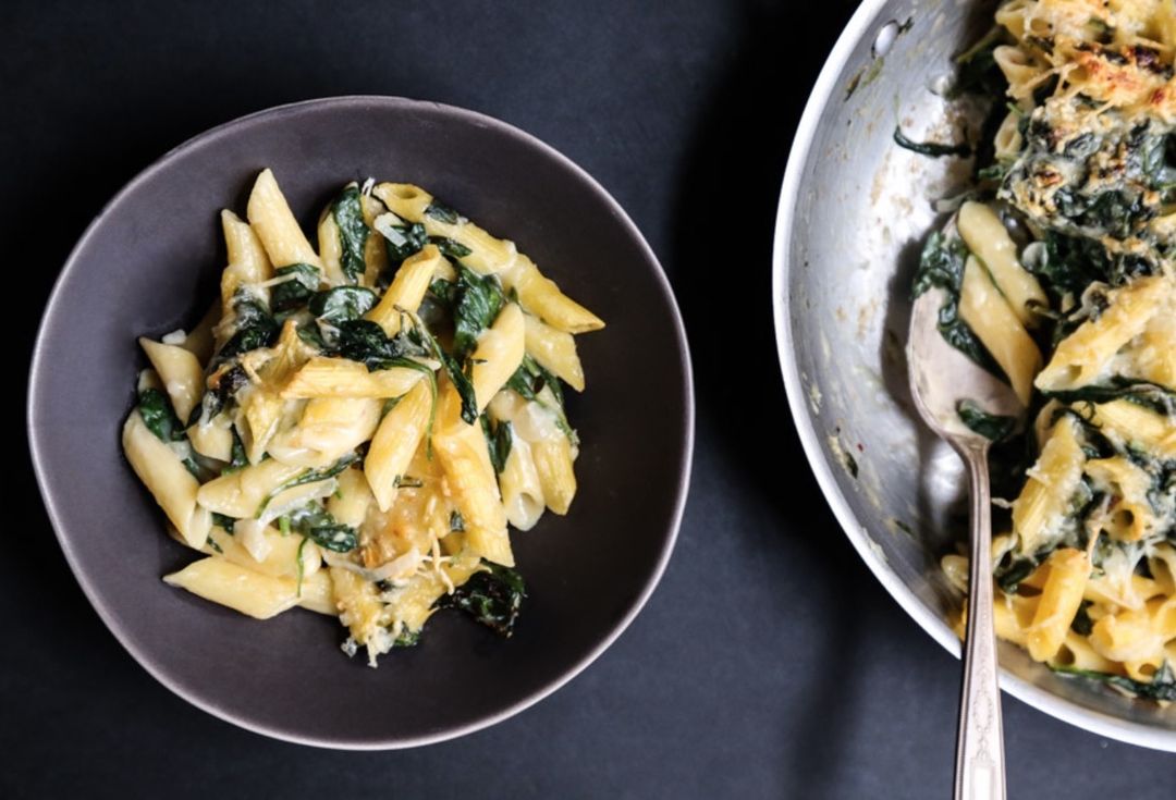 Healthy Mac and Cheese with Creamed Spinach